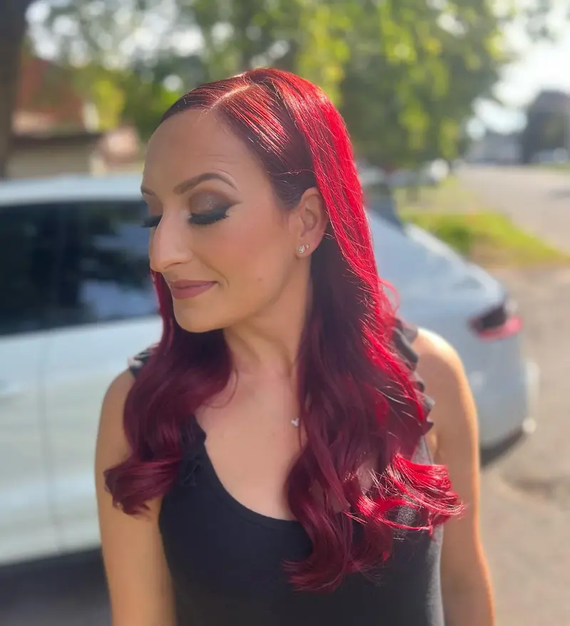 Vivid red hair colour
